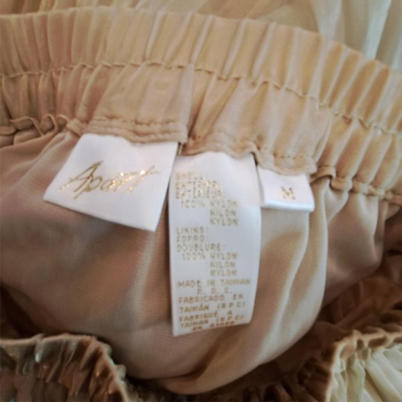 Vintage Skirt Metallic Gold Chiffon Pleated Maxi Size M - Picture 7 of 7